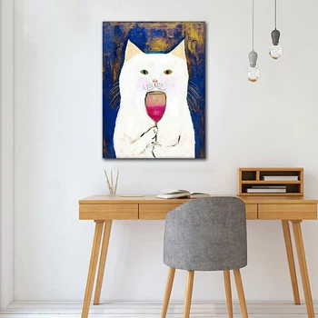 

Picture On Wall Loft Oil Painting On Canvas Posters and Prints for Living Room Decor Cute Cat Wall Art Picture Frameless