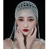 Handmade Hollowed Pearl Tassel Forehead Headpiece Bridal Head Chain for Women Luxury Pearls Head Cap Hat Headband Accessories ► Photo 2/6