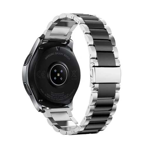 Ремешок для samsung galaxy watch active gear S3 Frontier 46 мм 42 мм 22 мм/20 мм ремешок из нержавеющей стали пленка+ инструмент+ ремешок для часов - Цвет ремешка: silver black
