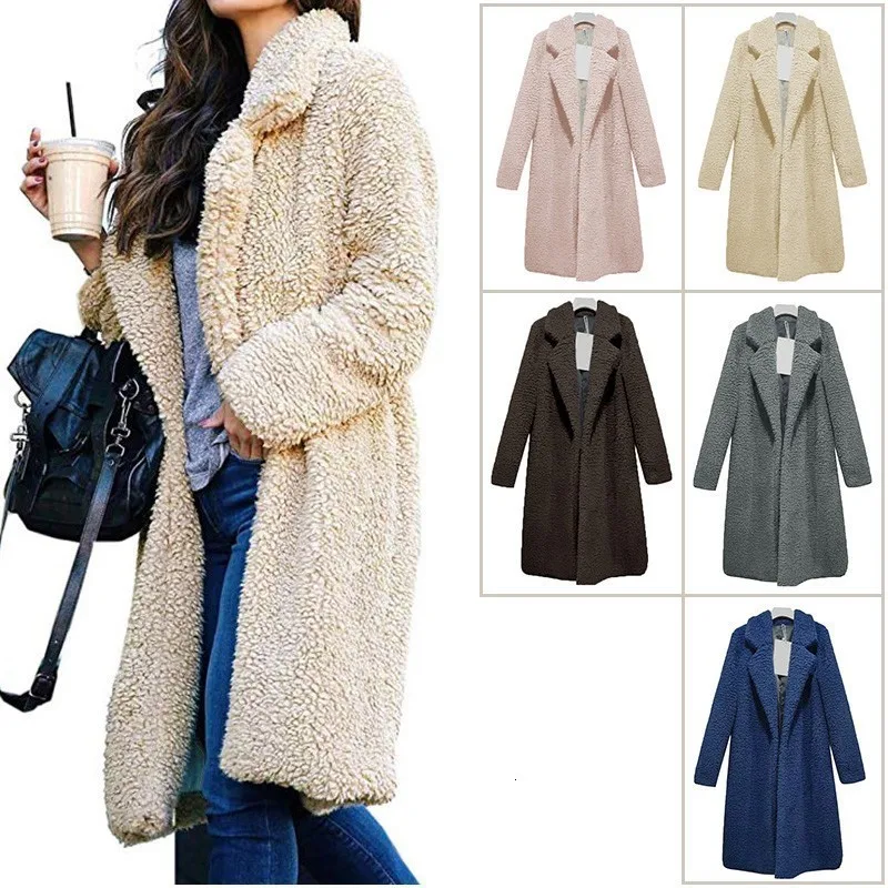 XUXI, Женская длинная куртка, Женский Повседневный Кардиган с открытым передом, верхняя одежда, модное толстое мягкое теплое пушистое пальто с плюшевым мишкой из флиса FZ227