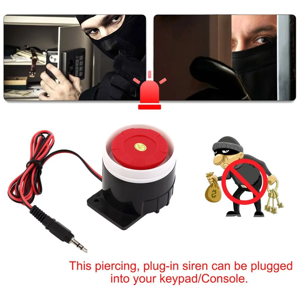 Sirena de interior ruidosa, bocina de alarma de 120dB con cable, alarma duradera para seguridad del hogar, CC de 12V - Imagen 2