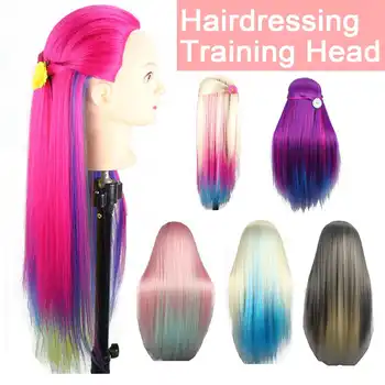 

25.6"Colorful Manikin Rainbow Dolls Head With Clamp Stand Fiber Long Hair Hairdressing Cosmetology Salon Mannequin Training Head