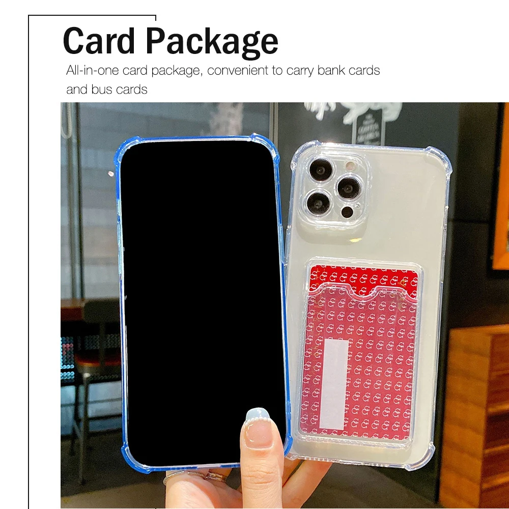 Stylish Shockproof Silicone Phone Case with Card Holder – Universal Design