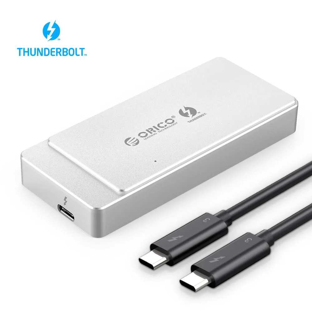 Silver ORICO M.2 NVME SSD корпус Thunderbolt 3 40 Гбит/с SSD чехол с поддержкой 2 ТБ алюминиевый с Thunderbolt 3 C на C кабель для Mac Windows - Цвет: Silver