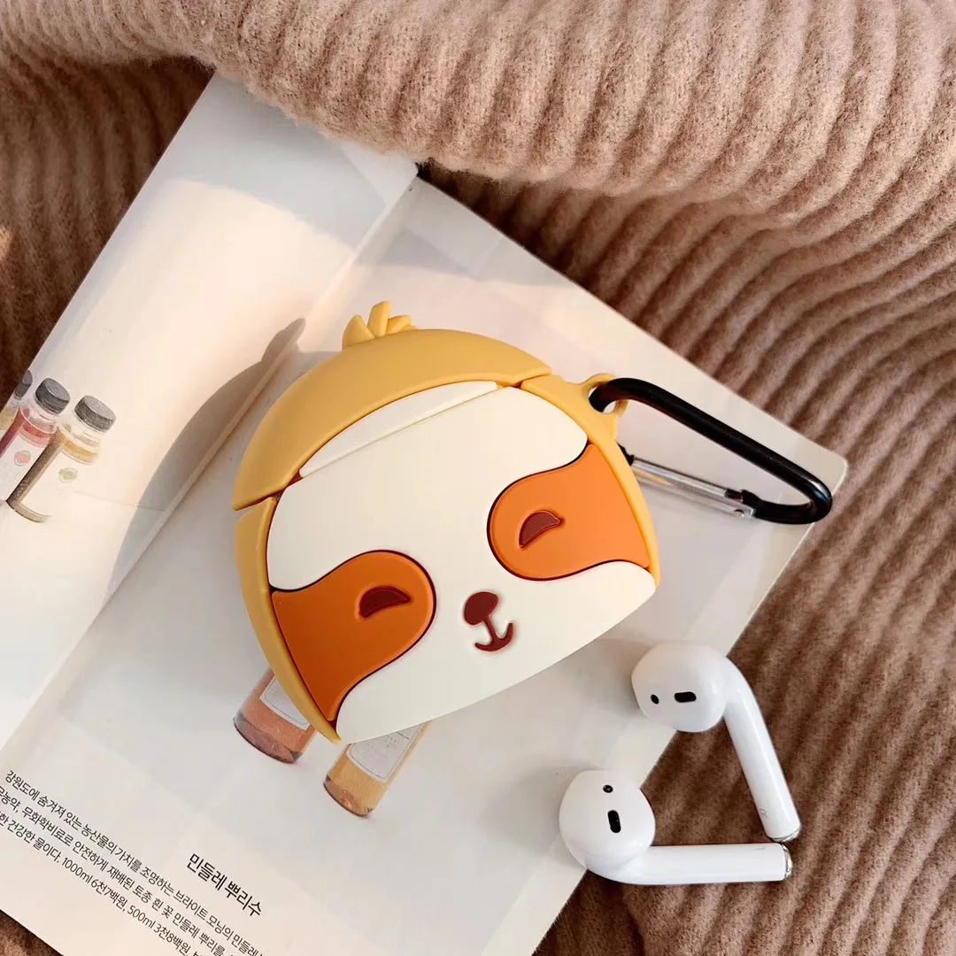 3D чехол для наушников для Airpods, чехол, милый силиконовый чехол с изображением собаки утки из мультфильма для Apple Air pods 2, наушники/Earpods, чехол, брелок, кольцо - Цвет: 989E