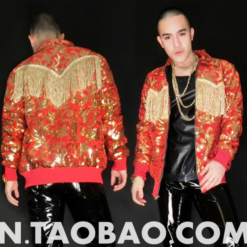 Jaqueta Masculino американская индивидуальность вышивка кисточкой бейсбольная форма куртка костюм для мужчин певица DS мужской DJ сценическая куртка