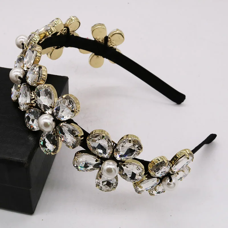 Elegant Headband Flower Crystal Pearl Women's Hair Accessories Bridal headband Female Headdress Party headwear Birthday Present