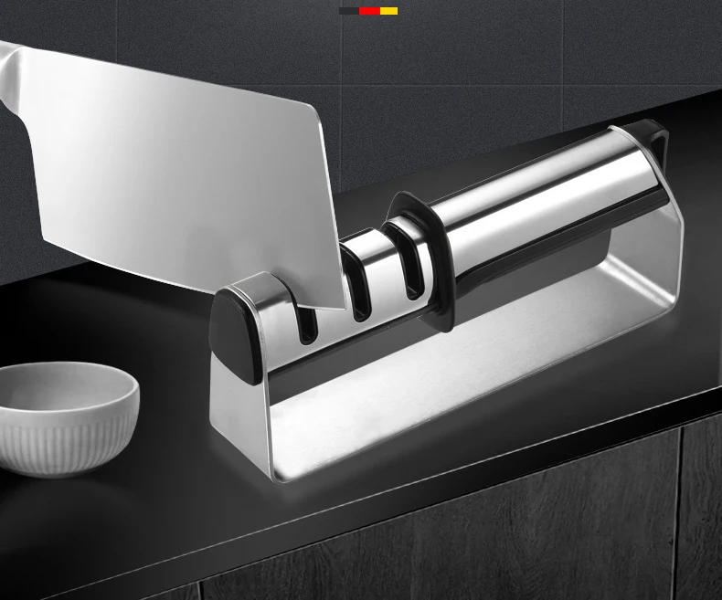 High Quality Stainless Steel Manual Knife Sharpener 3 Stage Steel Diamond Ceramic Coated Knife Sharpener Kitchen Sharpening Tool