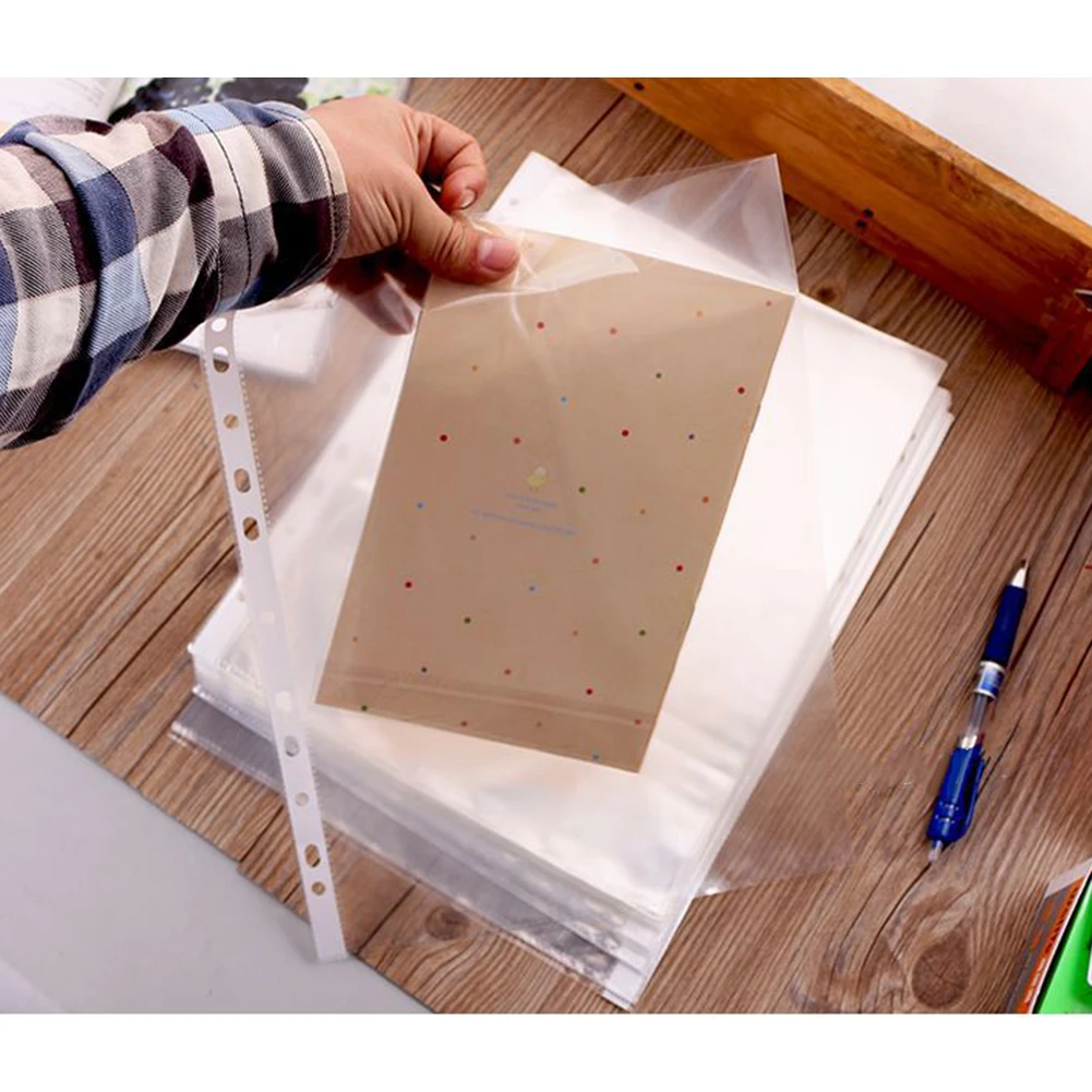 POCHETTE PLASTIQUE,--Pochettes en plastique perfor?�es, 100 pi?�ces, pour le classement de 