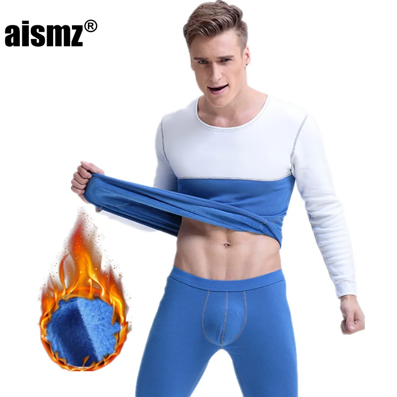 mens thermal long johns Aismz Winter Men's Seek Thermal Underwear Cashmere Skin Friendly Cotton Cashmere Thicken Long Johns Soft Fleece Keep Warm Men best mens long underwear Long Johns