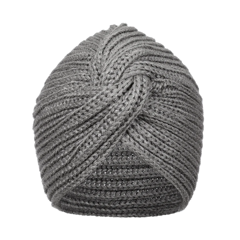 style3- dark grey Haimeikang женские новые банданы тюрбан Зимний вязаный тюрбан шапка центр крест волосы шарфы Бохо завязанная Теплая повязка мусульманская шапка - Цвет: style3- dark grey