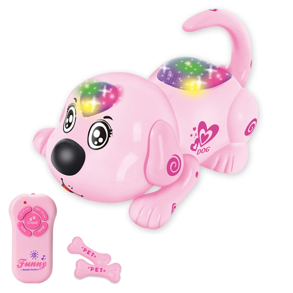 

Electronic Pet Robot Dog Electric Music Crawling Dogs Toys With LED Light Remote Control Children Kids Baby Girl Boy Educational
