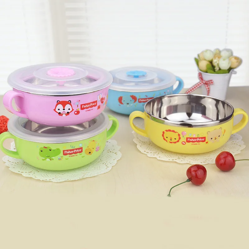 

FISHER-PRICE er tong wan 304 Stainless Steel Bowls And Chopsticks Shatter-resistant Cute Cartoon Household Baby Eating Tableware