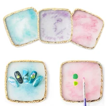 

1PC Color Palette Natural Resin Stone Gel Polish Holder Drawing Color Palette Nail Art Display Cosmetic Artist Mixing Palette
