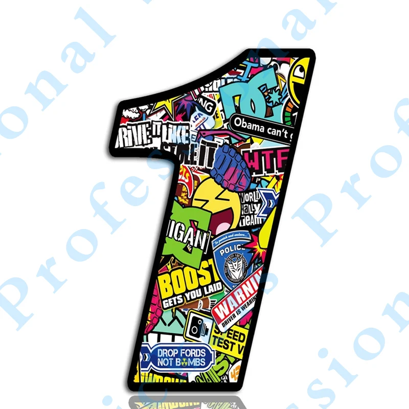 Numero Colorato Bomb Skull Vinyl Car Auto Motocross Moto Sport Start Racing Tuning Decal Sticker Laptop Trunk