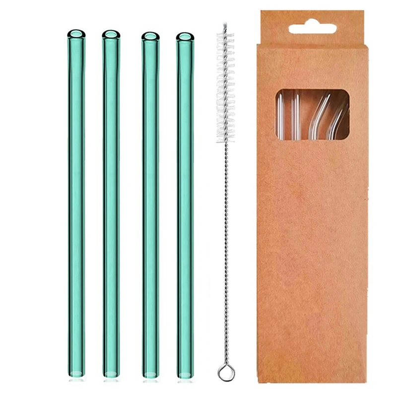 Set of 4 Eco-Friendly Reusable Glass Drinking Straws