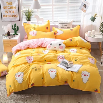 

BEST.WENSD Customized colorfast comforter bedding set king yellow bed bedlinen full size bed set bedding set housse de couette