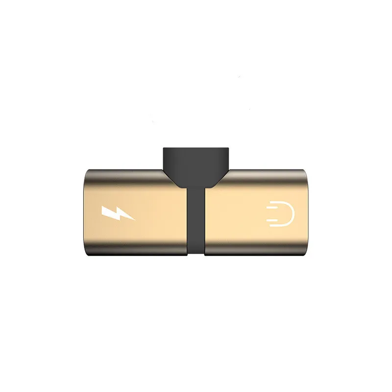 Gold Для iPhone 7 8 Plus X XR аудио зарядка двойной адаптер сплиттер кабель для Lightning Jack для наушников AUX преобразователь кабельного разъема - Цвет: Gold