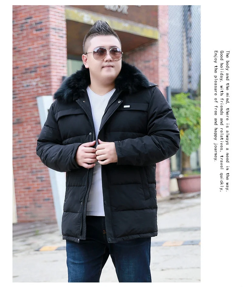 New thick fat man 150 kg middle-aged father loaded large size fur collar plus fertilizer to increase the collar men's down jacke