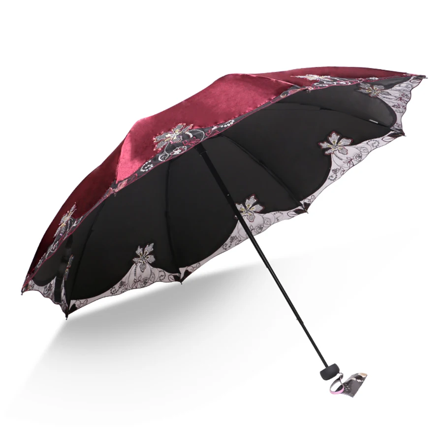 

Lace Women Windproof Umbrella Floding Pocket Rain Uv Protection Sunny Umbrella Mini Guarda Chuva Sun Parasol Umbrella KK60YS