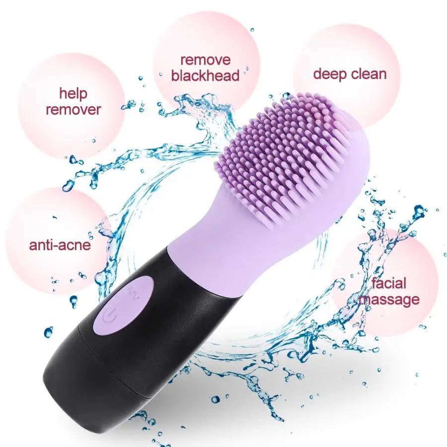 Electric Facial Cleanser Brush Silicone Face Pore Deep Cleansing Vibration Massager Facial Vibration Brush