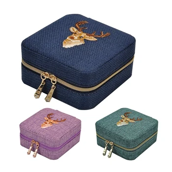 

New Linen Box Multifunction Necklace Ring Earings Bracelet Storage Box Organizer Girl Gift