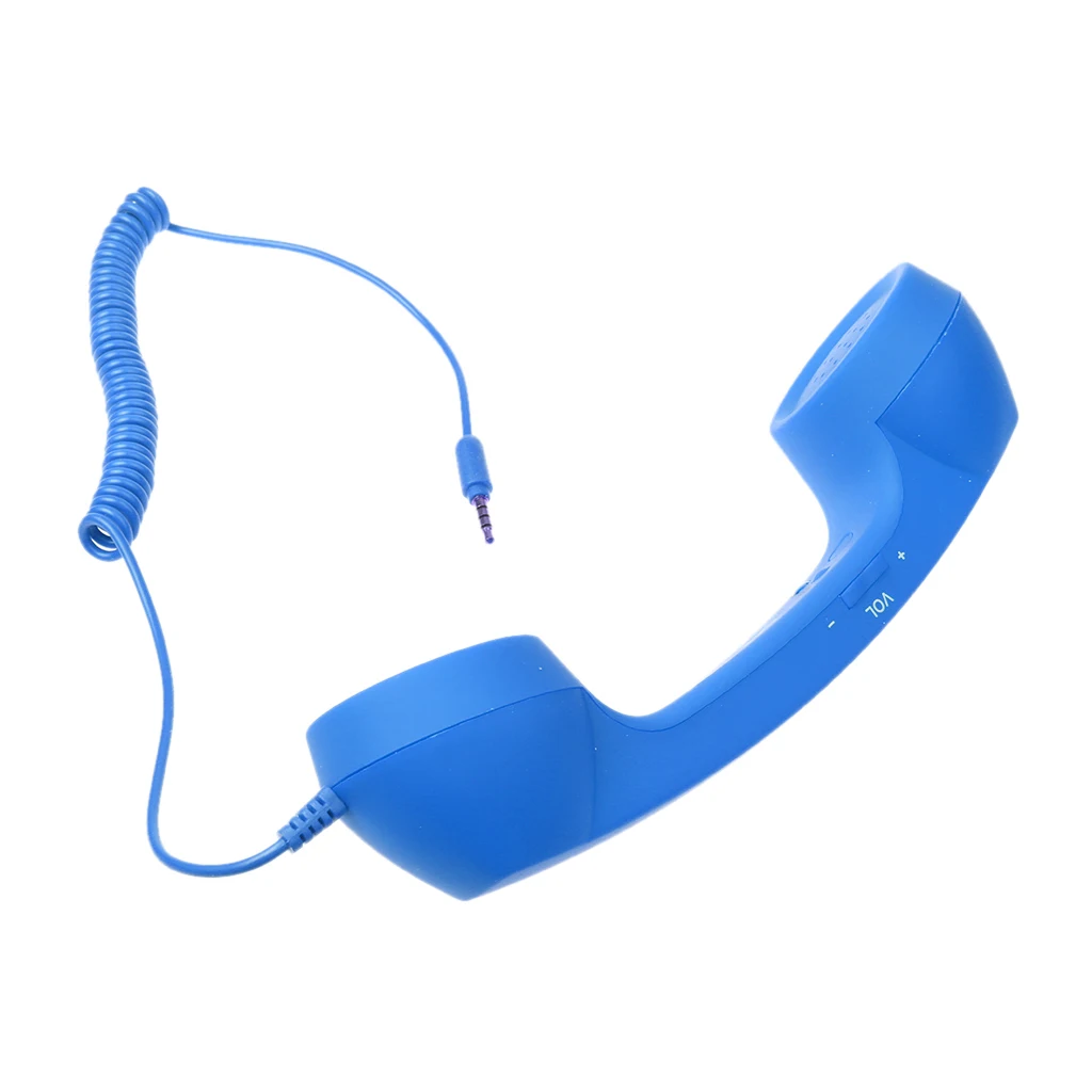 Retro Classic Comfort Telephone Handset 3.5mm Mini Microphone Speaker Phone Call Receiver Blue