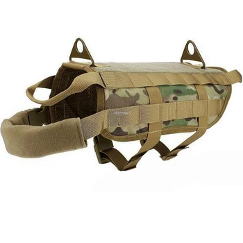 

Camouflage Tactical Dog Vest Military 1000D Nylon Molle Dog Training Vests Hunting Pet Clothes Harness S-XL