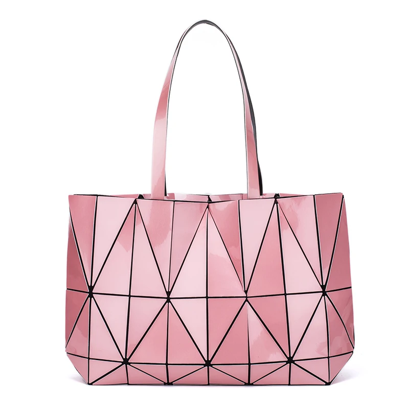 DIOMO, роскошные брендовые дизайнерские геометрические ромбические женские сумки, модные светящиеся складные сумки на плечо для женщин, сумки-тоут - Цвет: Pink