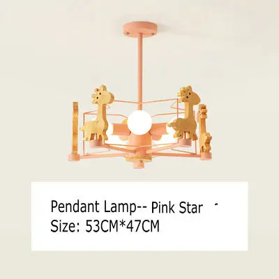 Pendant Lamp Скандинавский зеленый розовый детский потолочный светильник, украшение детской комнаты E27, светодиодный подвесной светильник со звездами и бриллиантами, деревянная Подвесная лампа - Цвет корпуса: Pendant Lamp