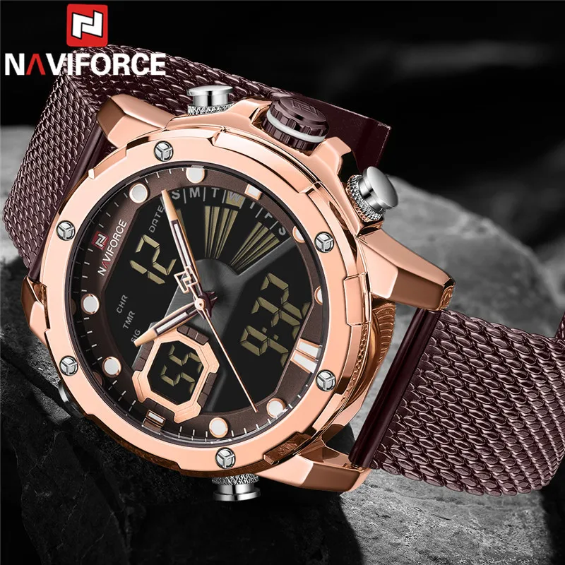 Часы наручные NAVIFORCE Мужские кварцевые цифровые спортивные брендовые роскошные в