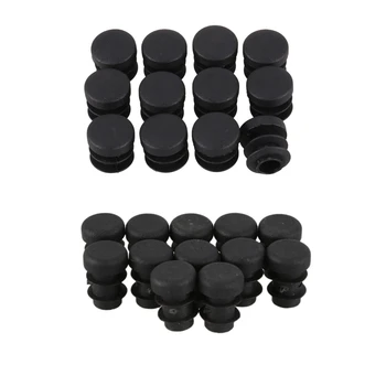 

12 PCS Chair Table Legs Plug 14mm Diameter Round Plastic & 12 Pcs Plastic 12mm Pipe End Blanking Caps Round Black