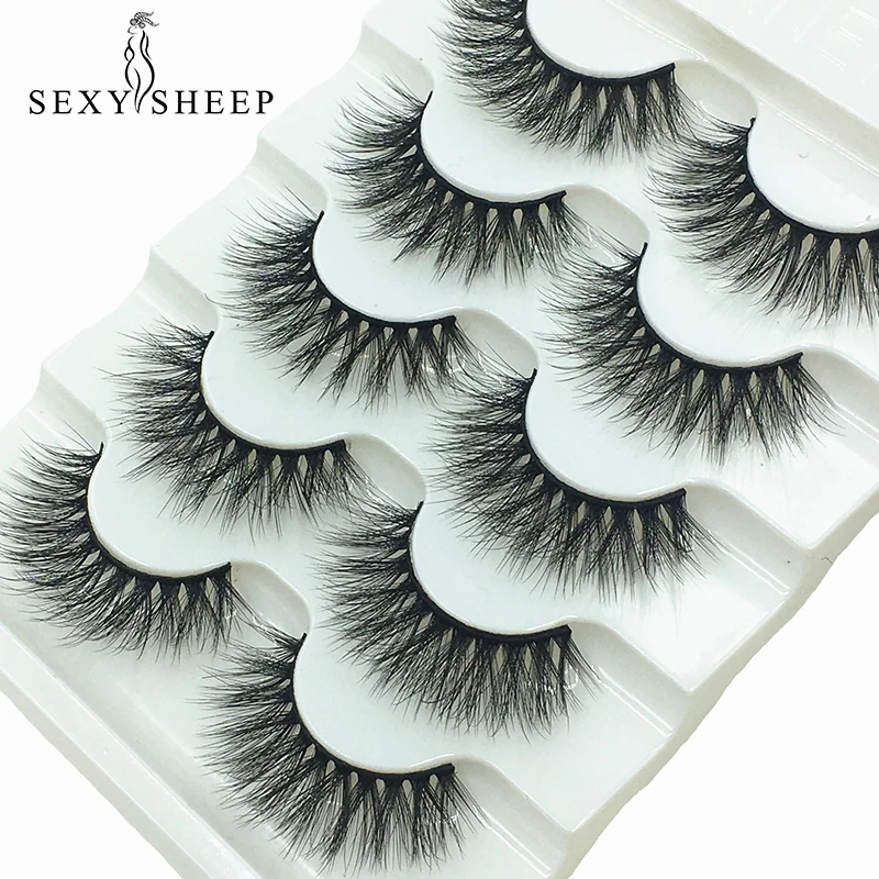 

SEXYSHEEP 5pairs 3D Faux Mink Eyelashes False lashes Wispy Thick Lashes Handmade Soft Eye Makeup eyelashes Extension Tools