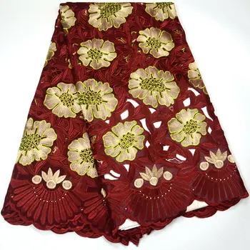 

Latest Luxury swiss voice Lace with stones Fabric 2020 High Quality African lace Fabric For party Dresses