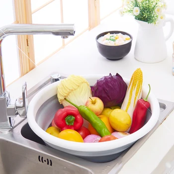 

10L Foldable Portable Washbasin Fruit Vegetable Cleaning Basket Kitchen Bathroom Accessories Travel Camping Storage Basin