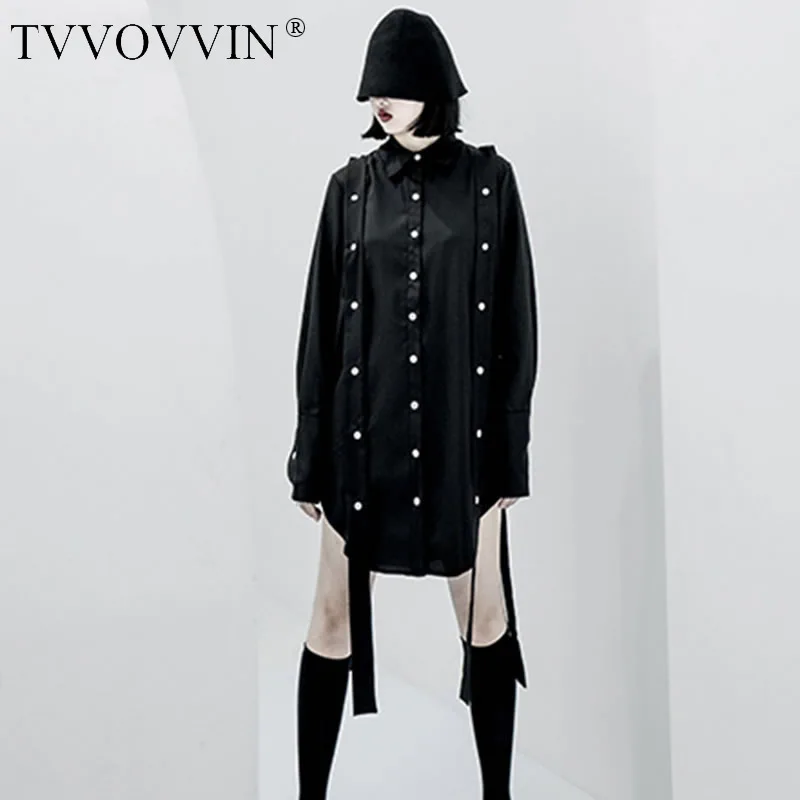 TVVOVVIN шифоновая необычная блузка Женская корейская мода однобортный отложной воротник элегантная Осенняя рубашка Топ F672