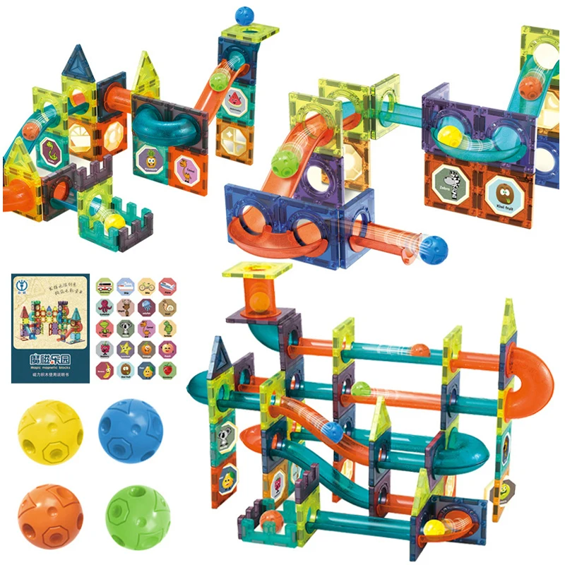 Magnetic Building Blocks Magnet Maze Ball Track Blocks Magnetic Designer Construction Set Educational Toys For Children Gift magnetic building blocks magnetic assembly toy