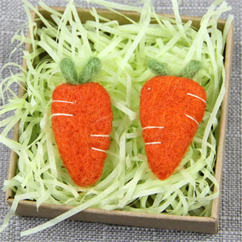 2pc Carrot Wool Felt Cute Wool Felts For Girls Headband Jewelry Accessory Home Party Decor Crafts DIY Keychain Handmade Supplies