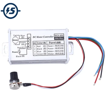 

DC Motor Speed Controller 20A 9V 12V 24V 36V 48V 60V Motor Dirver Module PWM Controller Metal Shell