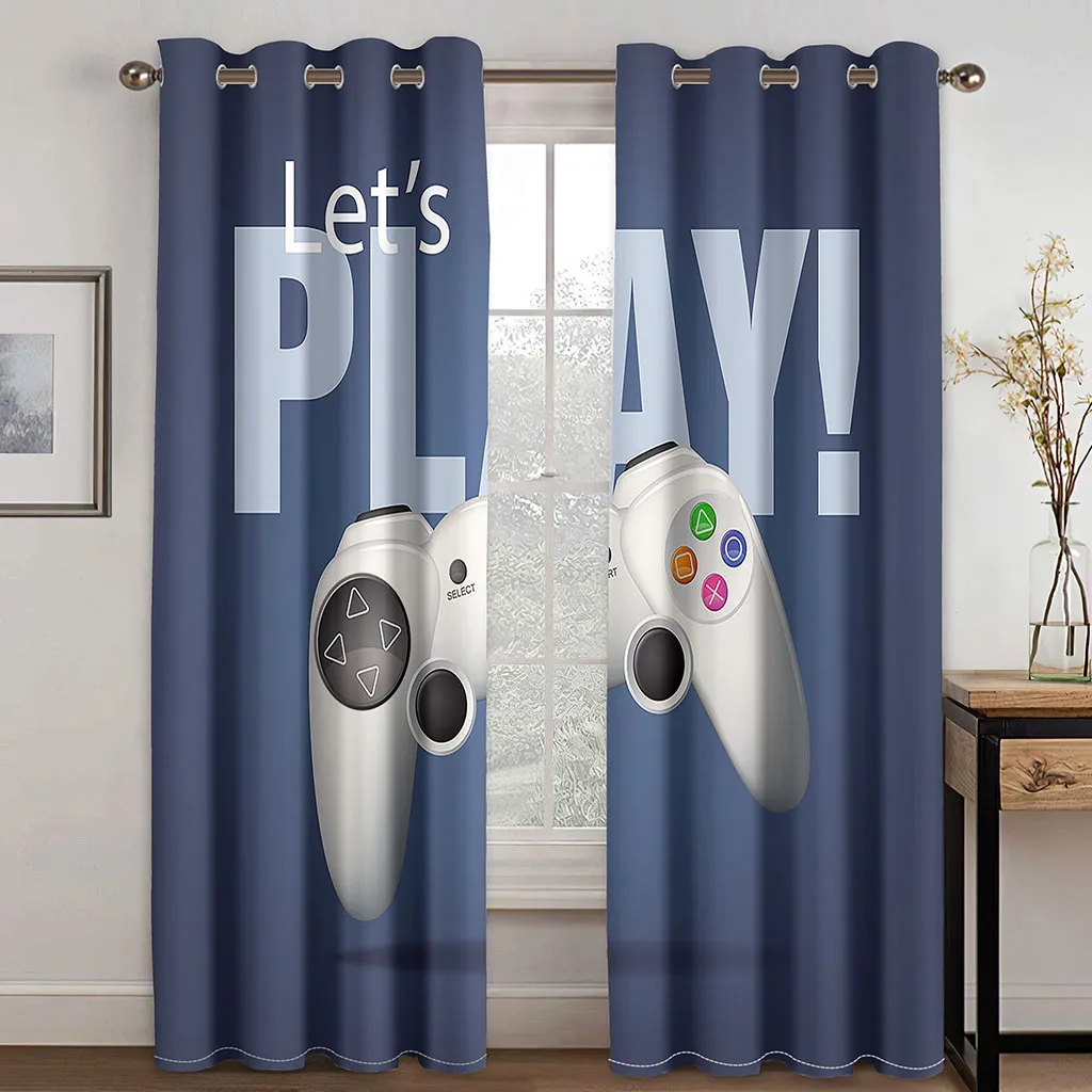 Cortinas de janela Gamepad para controle de jogo com água e fogo azul  vermelho, para meninos e meninas, jogos adultos, sala de estar, quarto,  painéis de cortina para jogos em estilo ficção
