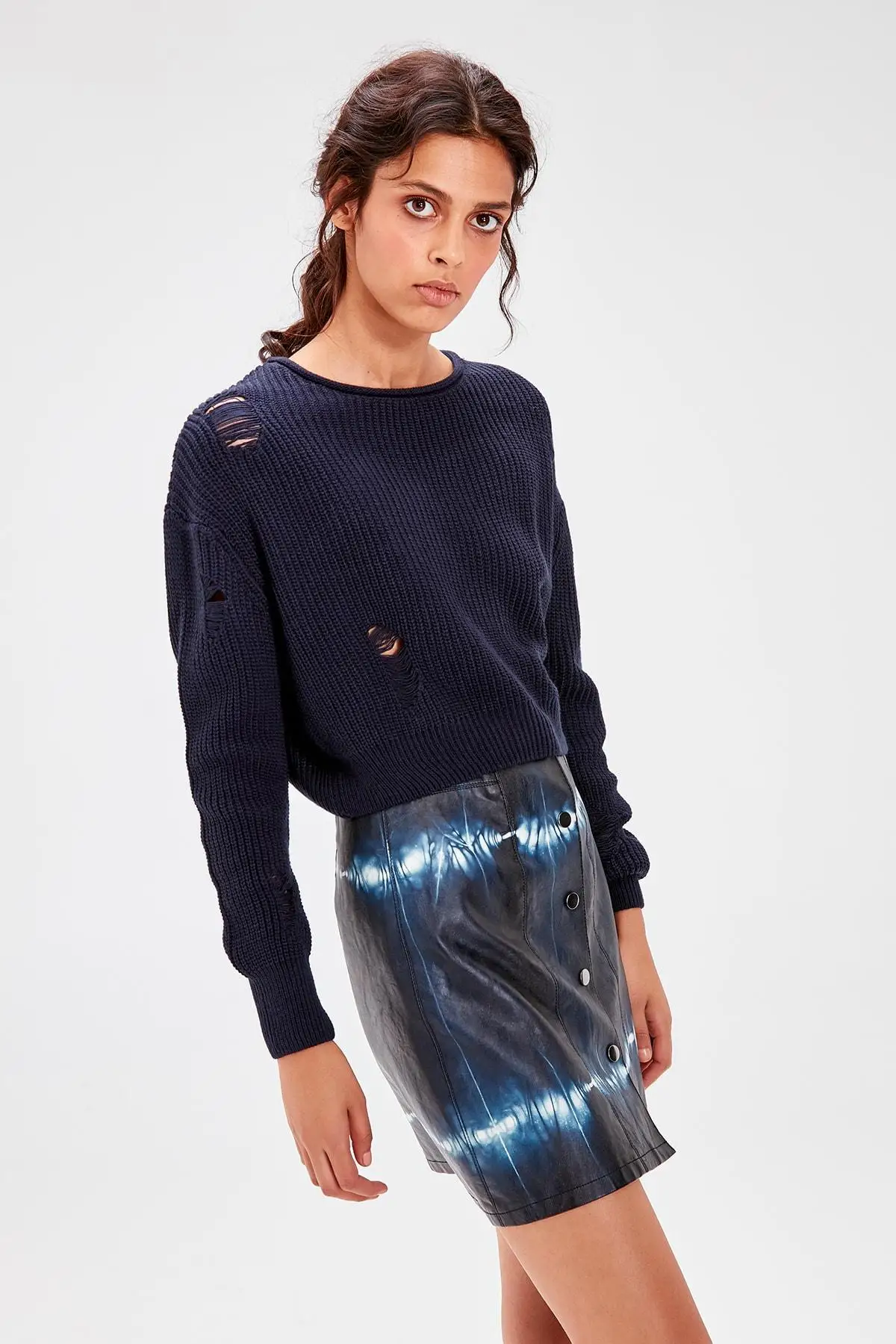 

Trendyol Navy Akıtmalı Knitwear Sweater TWOAW20KZ0499