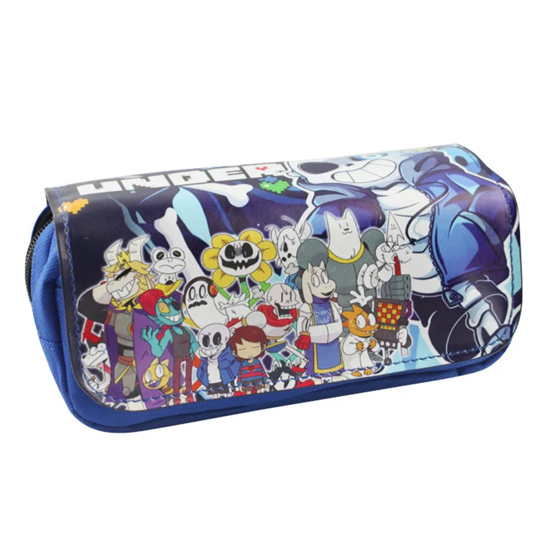 

Anime Cartoon Undertale Pen Bags Large Capacity Leather Zipper Pencil Pouch for Students Stationery Purse Lovely Cosmetic Bag