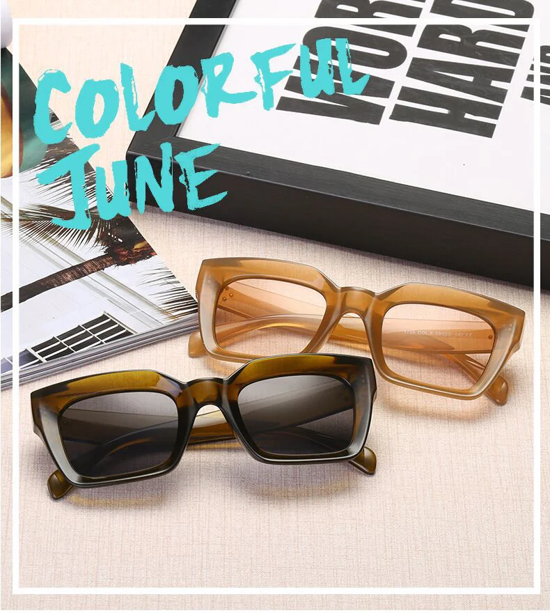 Mode Dicken Rahmen Platz Sonnenbrille Frau Marke Design Vintage Gespiegelt Übergroßen Neue Cat Eye Sonnenbrille Weibliche Shades – Detail 1