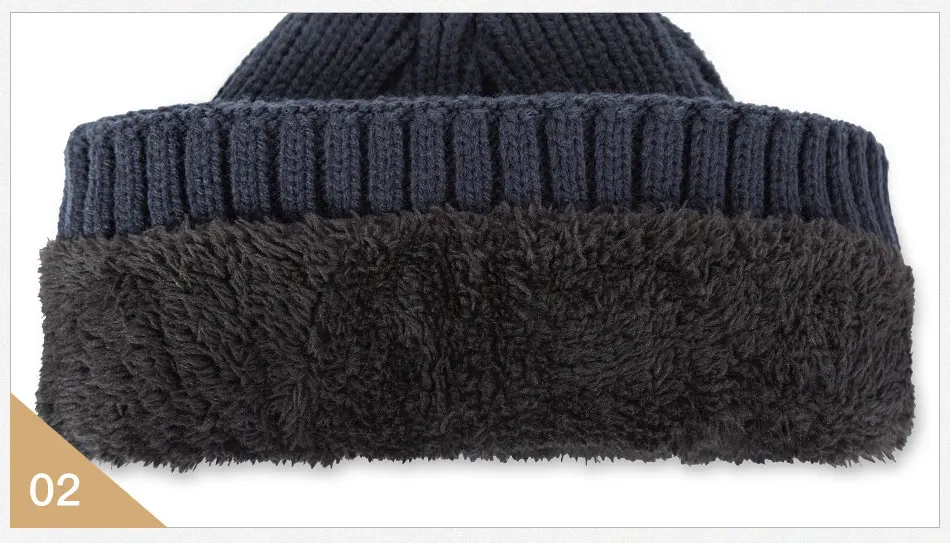 Толстые и теплые Skullies зимние шапки бини для мужчин модные вязаные хлопковые шапки Осенняя меховая шапка мягкие вязаные шапочки