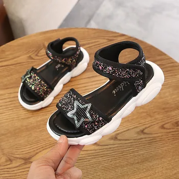 

Girls Sandals 2020 Summer New Korean Sequins Girls Sandals Casual Open-toed Beach Shoes Children Princess Shoes D220