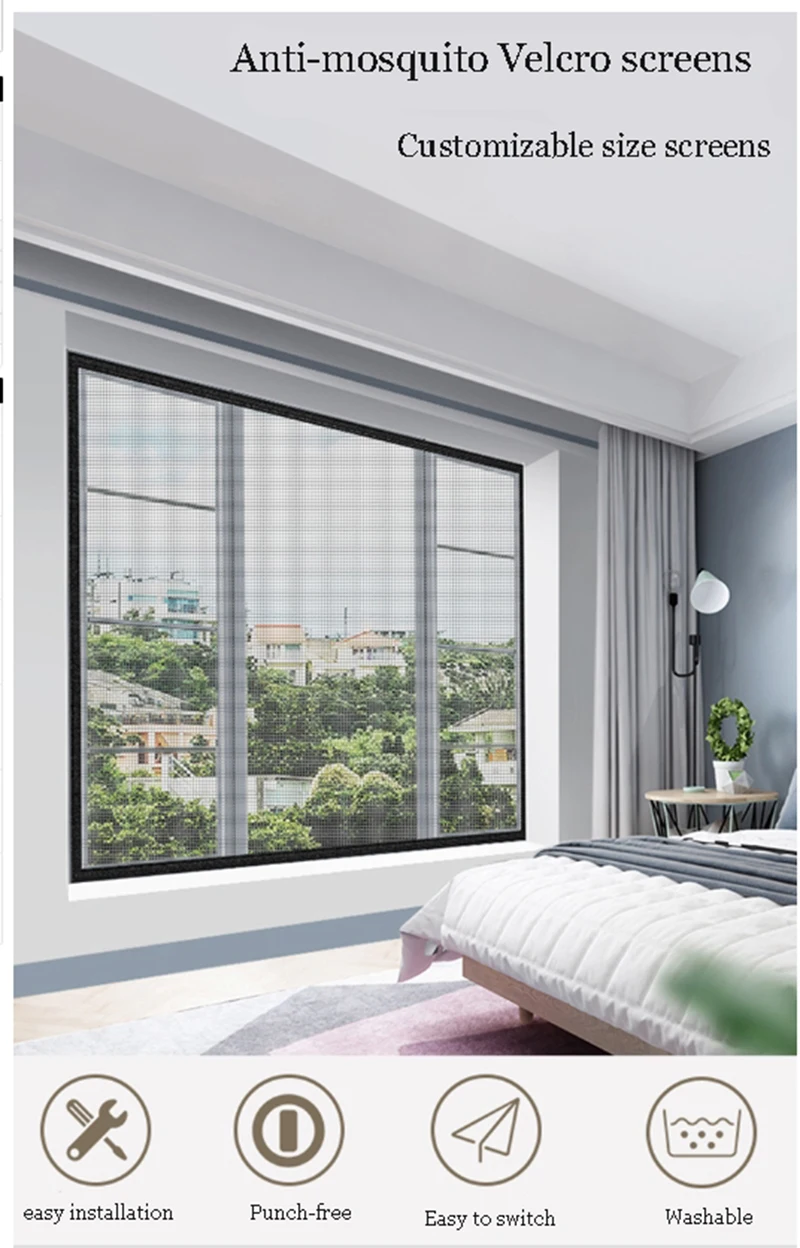 Description Picture 3 of itemanti-mosquito window screen self adhesive window mosquito net summer insect proof door mosquitonet for windows