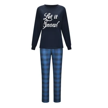 

Christmas Letter Print Pajamas Homewear Family Matching Two Piece Set Long Sleeve O-Neck Sleepwear Suit Men Women Nightwear
