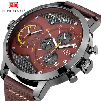 

Mens Watches Top Brand Luxury Waterproof Chronograph Military Big Dial Wrist Watch Leather Sport Wrist Watch Men Clock