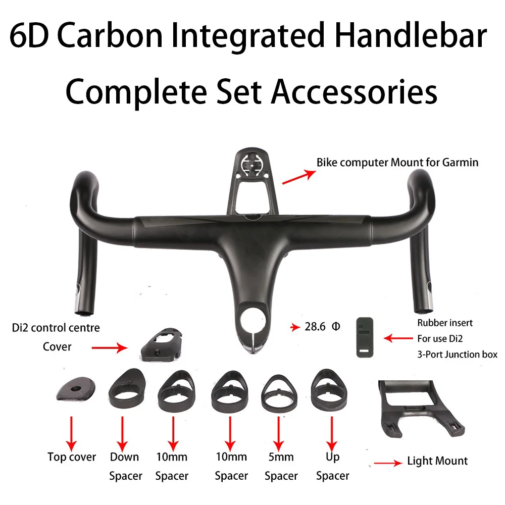 5D Carbon Integrated Drop Bar Road Bicycle XR4 Handlebar With  Computer Mount 