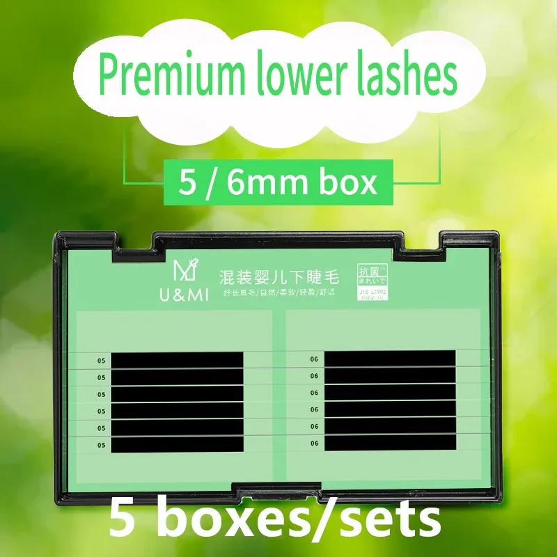 

5 boxes/sets 10 degree warpage Lower eyelashes extension Length 5-6mm mixed individual eyelash mink below lashes
